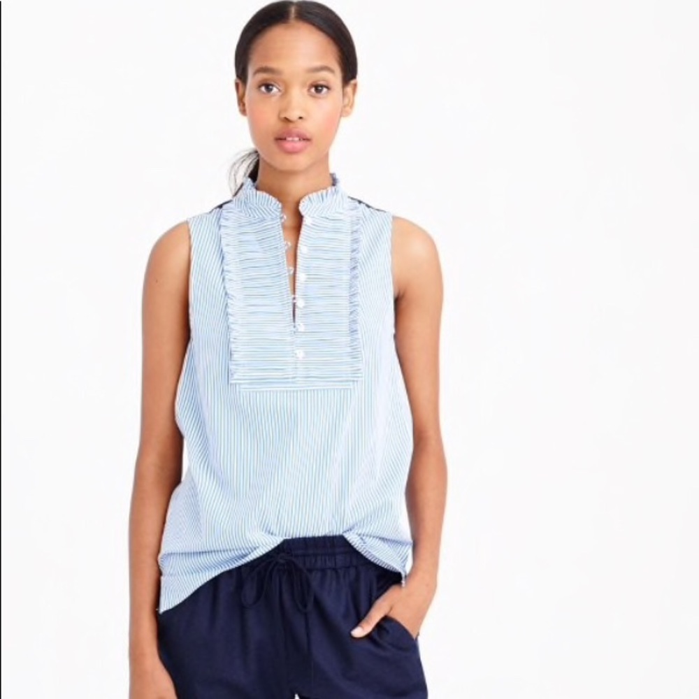 Jcrew pleated striped bib top